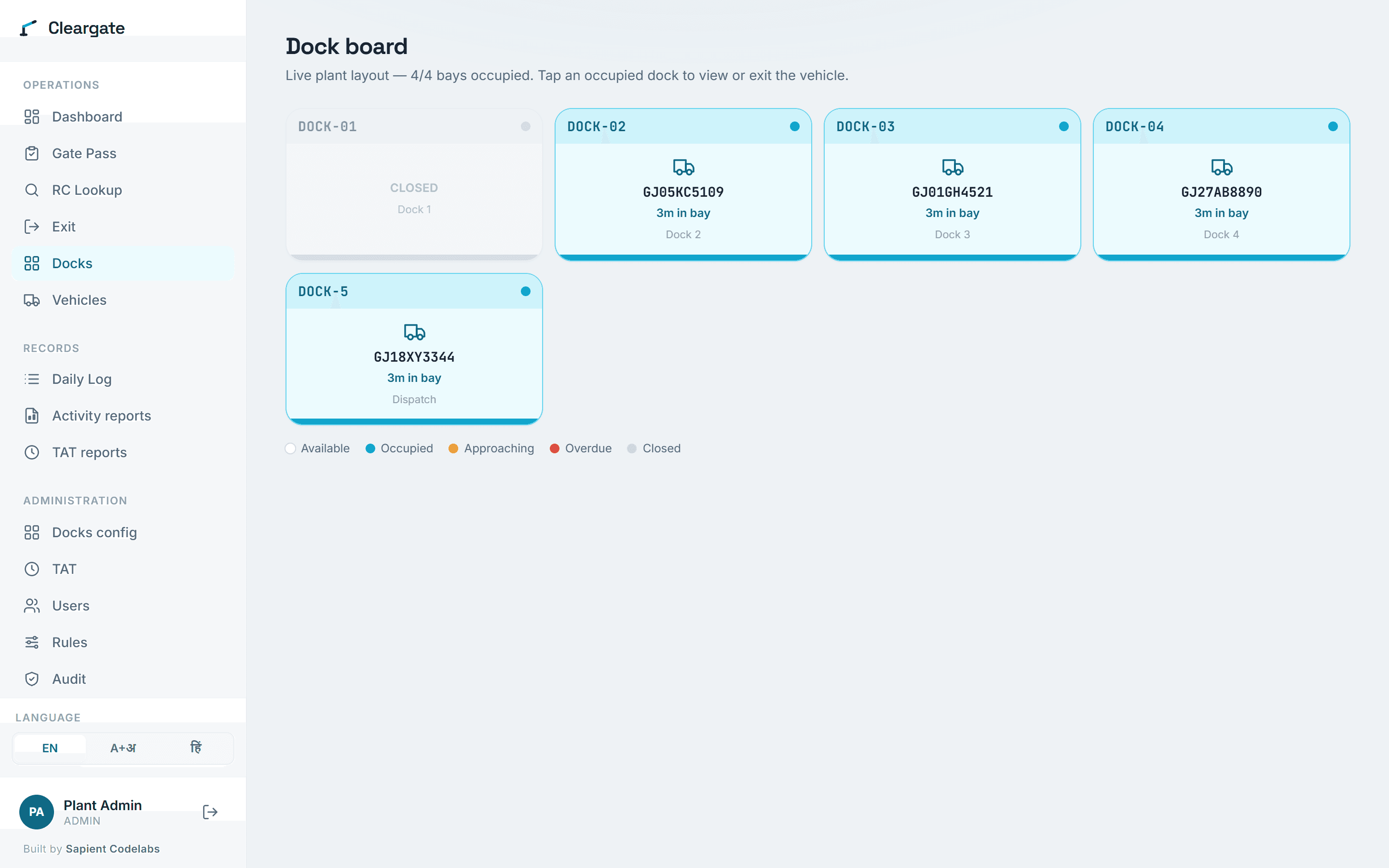 Cleargate live dock board