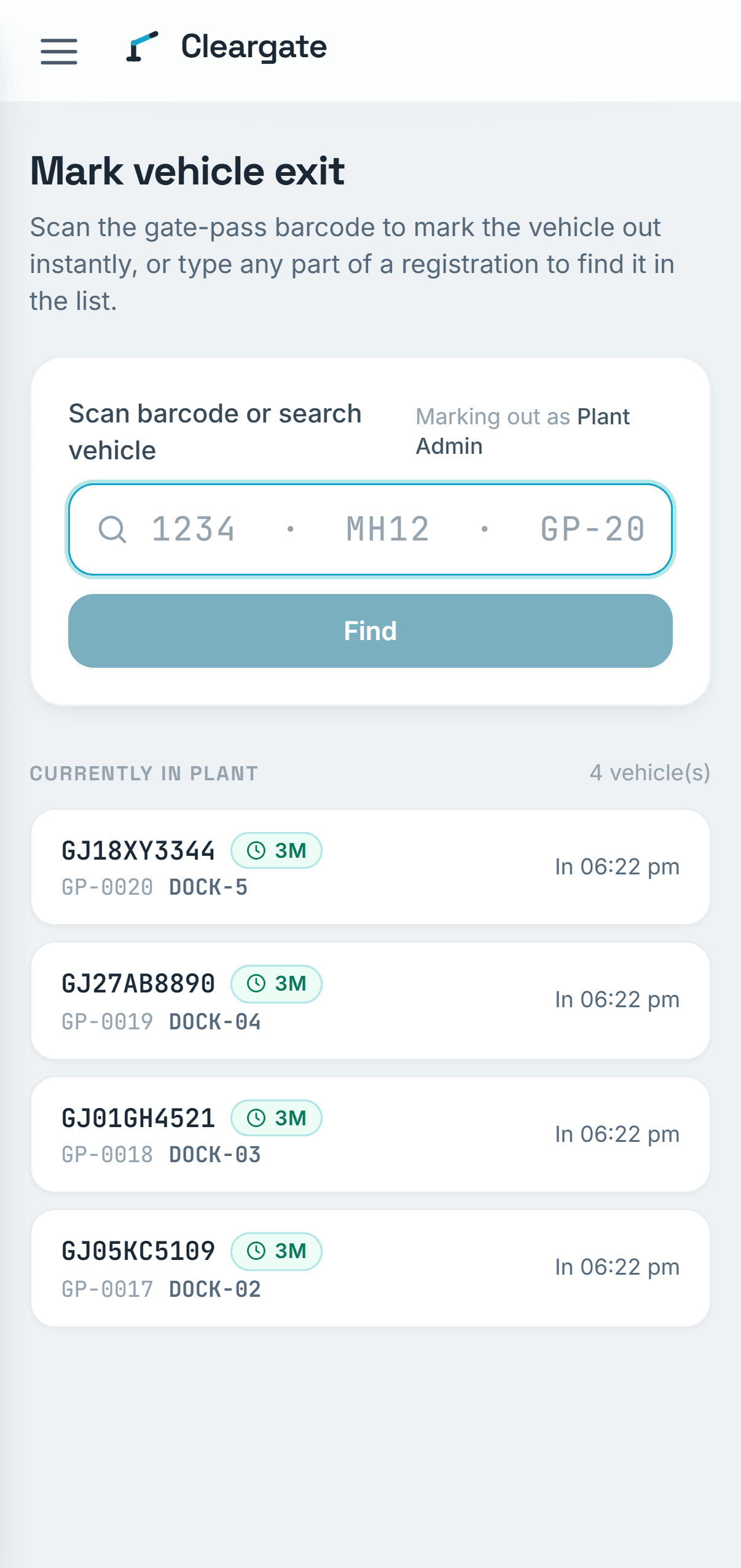 Marking a vehicle out on a phone